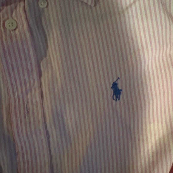 Ralph Lauren Women's Pink Striped Button Down Shirt - Picture 2 of 3